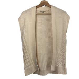 GAP Cream Cable Knit Open Cardigan Vest